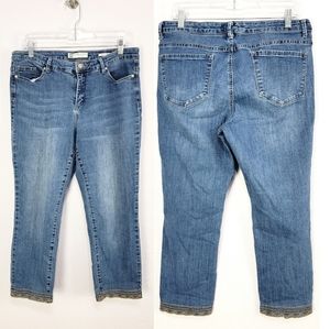 Anne Klein Embroidered Skinny Crop Size 12